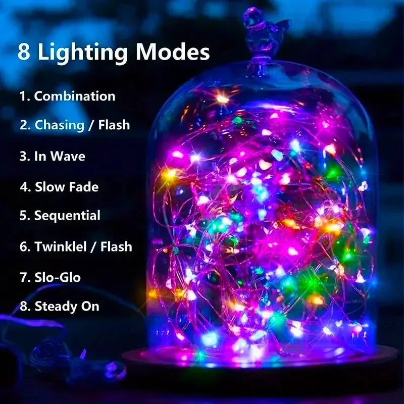 Twinkle Mode: 8-Mode Solar Fairy Lights
