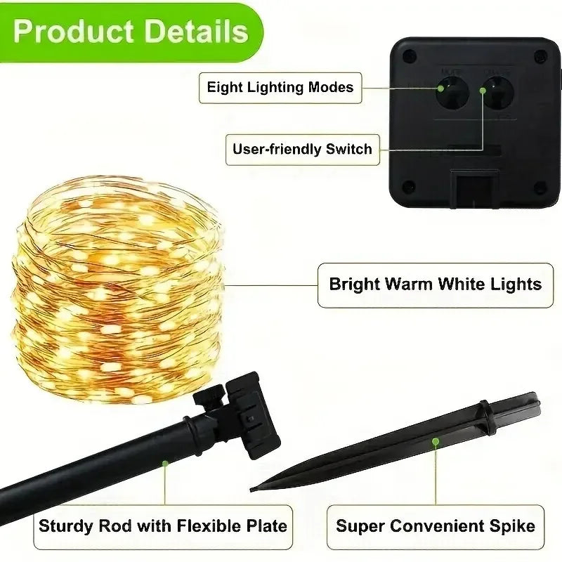 Twinkle Mode: 8-Mode Solar Fairy Lights